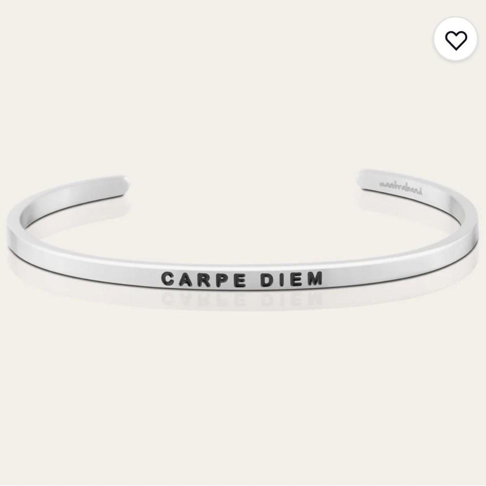 Carpe Diem Silver Mantra Band Bracelet